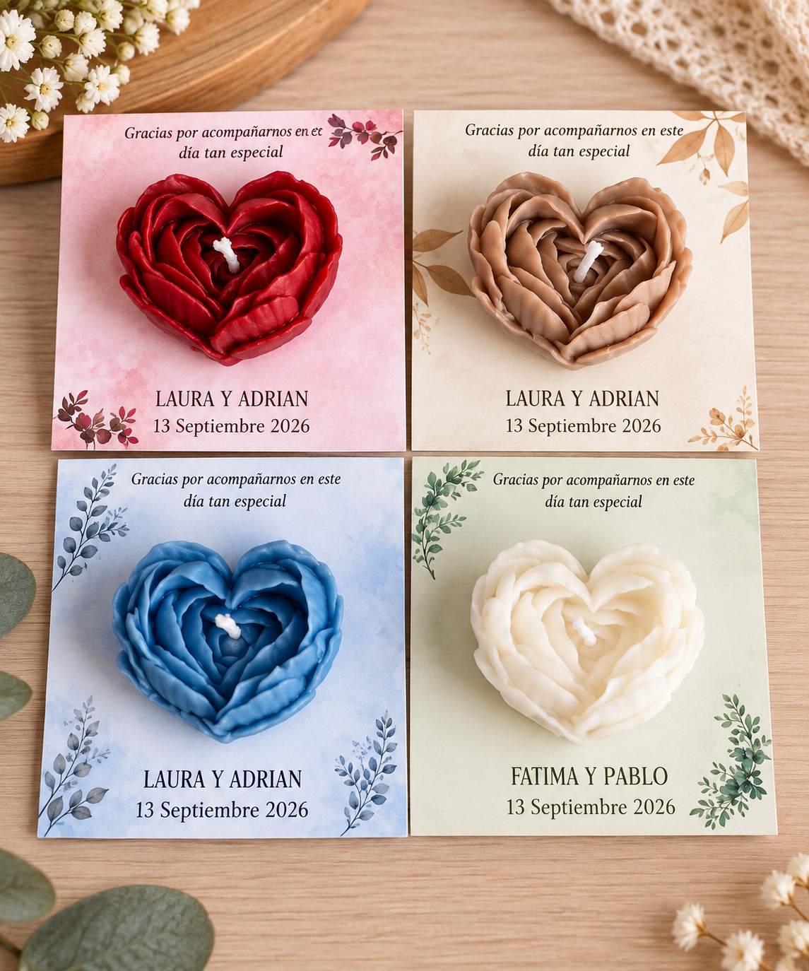 Corazón de petalos con Tarjeta