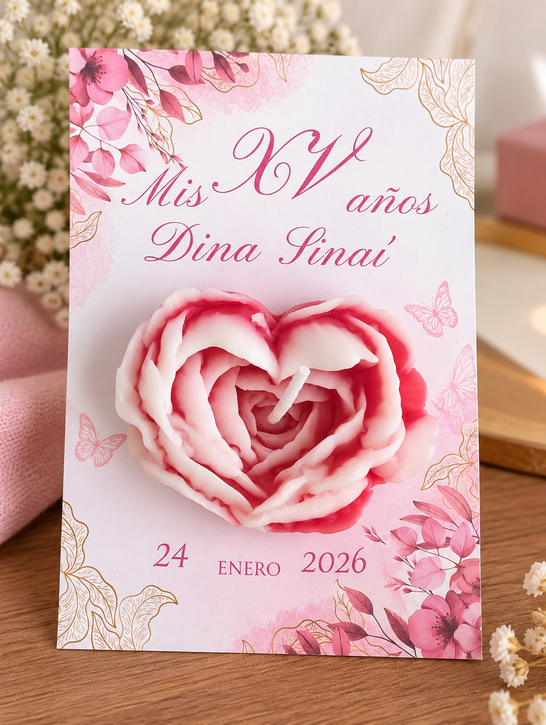 Corazón de petalos con Tarjeta